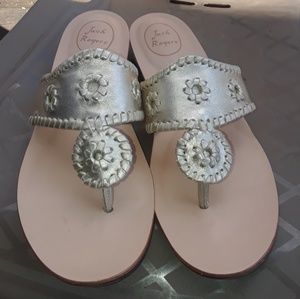 Jack Rogers Gold Capri Leather Thong Sandals 9.5